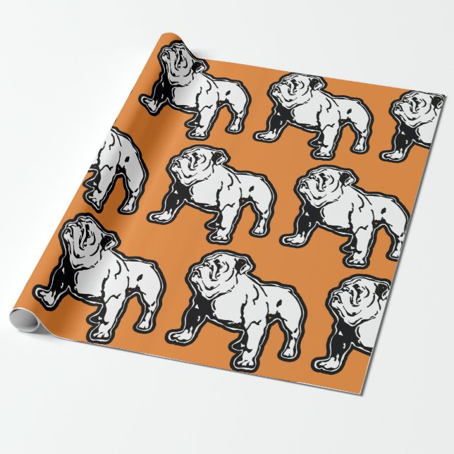 Papel De Regalo Naranja de Bulldog inglés Imprimir cumpleaños (Desenrollado)