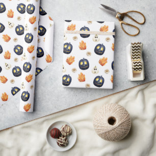 Papel De Regalo Naranja de calabaza tallada Rosas de cristales Hal