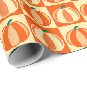 Papel De Regalo Naranja de calabaza ventilado Tartán Platos de Acc