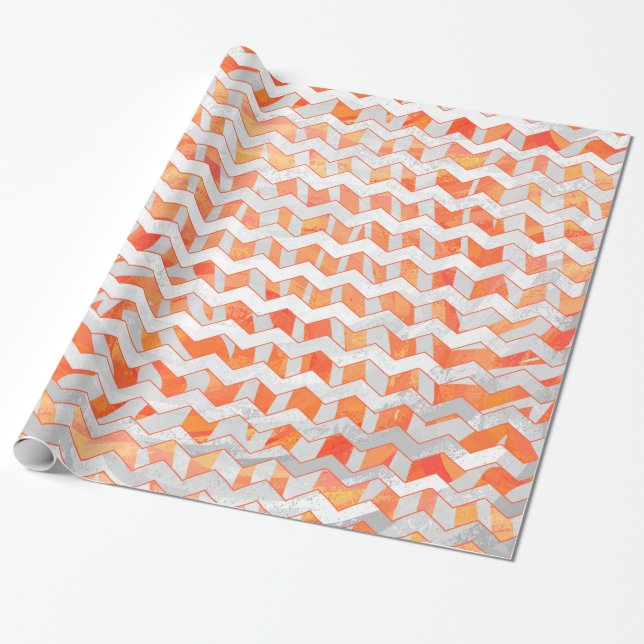 Papel De Regalo Naranja de cebra y impresión en blanco (Desenrollado)