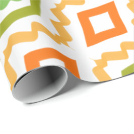 Papel De Regalo Naranja De Engranaje Y Verde