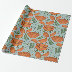 Papel De Regalo Naranja de flores silvestres Poppy