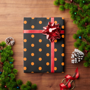 Papel De Regalo Naranja de Halloween Polka Dots Personalizado de c