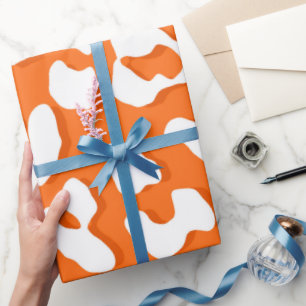 Papel De Regalo Naranja de impresión de Leopardo Blanco