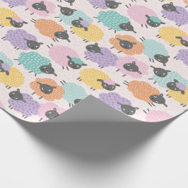 Papel De Regalo Naranja de menta lila rosada de la pequeña oveja e