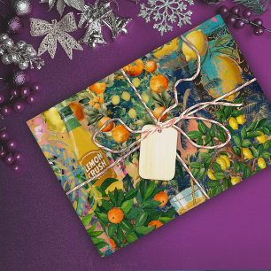 Papel De Regalo naranja de moda mosaicos de cítricos sicilianos co