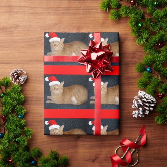 Papel De Regalo Naranja de navidades Tabby Cat (Regalo de vacaciones)