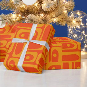 Papel De Regalo Naranja De Patrón De Piquet De Resumen Moderno De