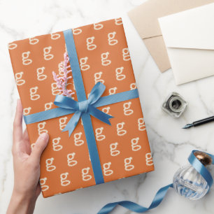 Papel De Regalo Naranja de personalizado Máquina Retro de Monogram