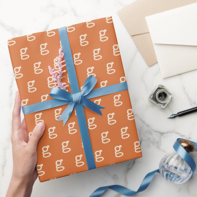 Papel De Regalo Naranja de personalizado Máquina Retro de Monogram (Regalar)