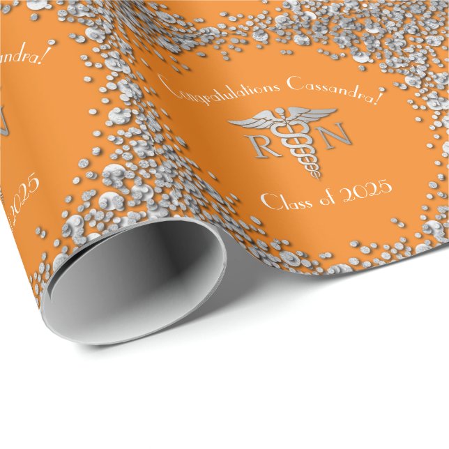 Papel De Regalo Naranja de posgrado de Enfermería de enfermería Si (Esquina del rollo)