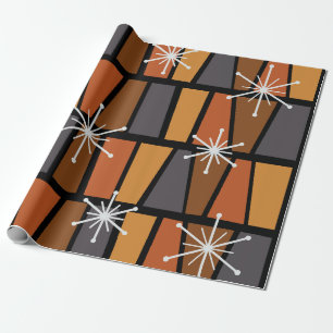 Papel De Regalo Naranja de quemado de abstracto geométrico MCM