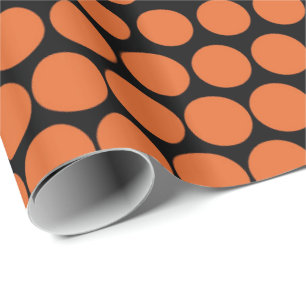 Papel De Regalo Naranja de zanahoria Polka Punto negro moderno