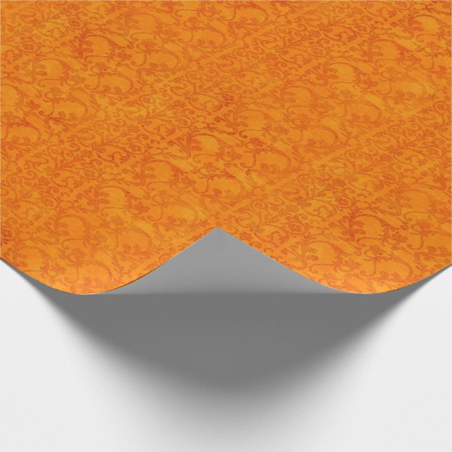 Papel De Regalo Naranja del damasco del otoño (Esquina)