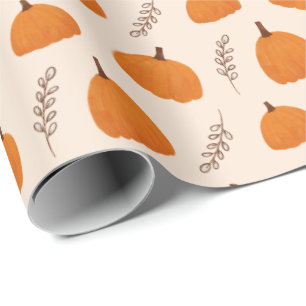 Papel De Regalo Naranja del patrón de calabaza de otoño