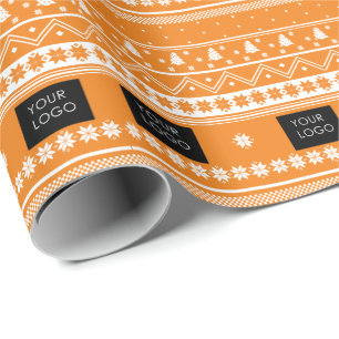 Papel De Regalo Naranja del patrón de Navidades nórdicos de su mar