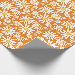 Papel De Regalo Naranja del patrón de primavera de Retro Groovy Da