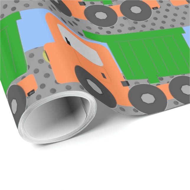 Papel De Regalo Naranja Dump Truck (Esquina del rollo)