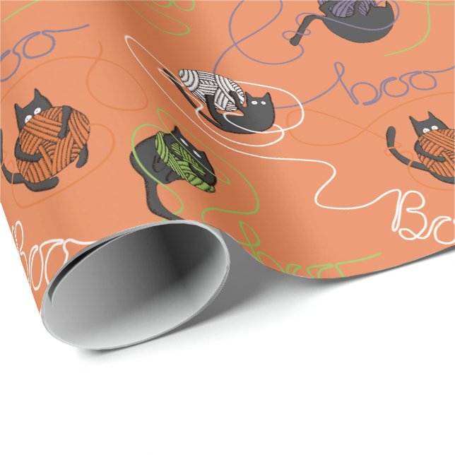 Papel de regalo naranja enredado boo-tifulmente (Esquina del rollo)