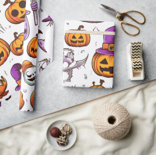 Papel De Regalo Naranja estacional lindo Purple Fall Tofaina Hallo