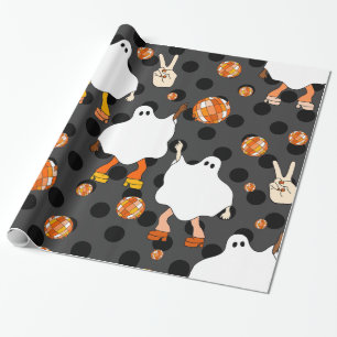 Papel De Regalo naranja fantasma de disco halloween en áfrica
