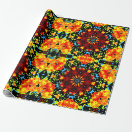 Papel De Regalo Naranja Floral