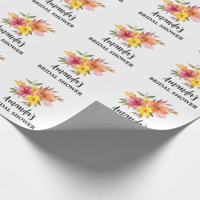 Papel De Regalo Naranja Floral Bridal (Esquina)