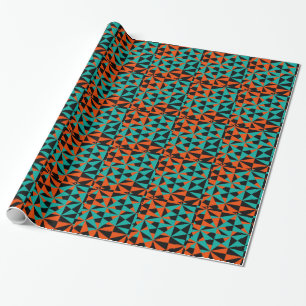 Papel De Regalo Naranja Geométrico Funky Black Verde azulada Bold
