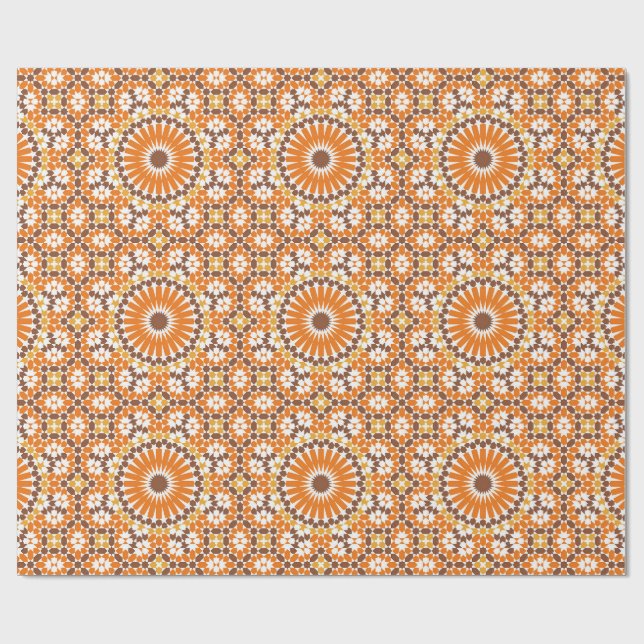 Papel De Regalo Naranja geométrico marroquí de Boho árabe (Superficie plana)