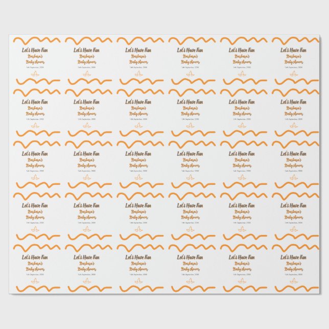 Papel De Regalo Naranja gris retro español baby ducha boho moderno (Superficie plana)