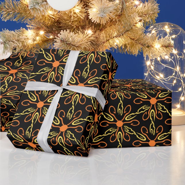 Papel De Regalo Naranja Hook Yellow Hook Yellow Flower Pattern (Vacaciones)