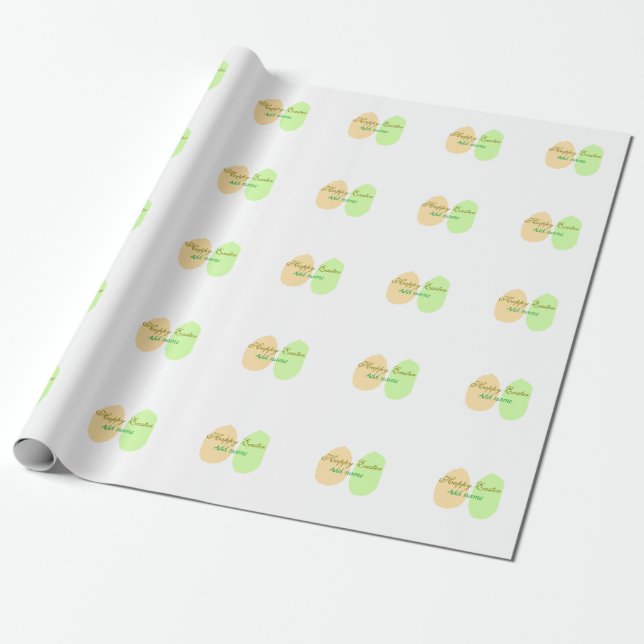 Papel De Regalo Naranja huevo verde feliz Pascua añada mensaje de  (Desenrollado)