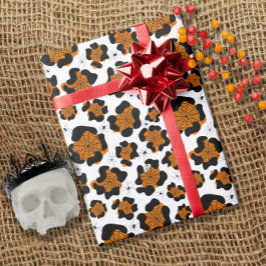 Papel De Regalo Naranja Leopard Print Spider Pattern Halloween