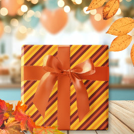 Papel De Regalo Naranja lindo Caída del patrón estriado de otoño