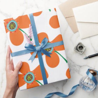 Papel De Regalo Naranja lindo Daisy Pop verano Flor regalo caprich