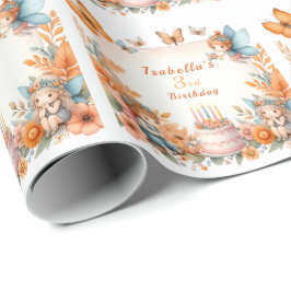 Papel De Regalo Naranja mágico Huerto de hadas - Cumpleaños