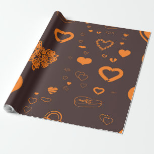 Papel De Regalo Naranja moderno de corazón lindo