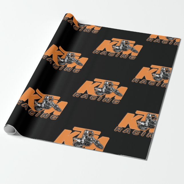 Papel De Regalo naranja Motocross (Desenrollado)