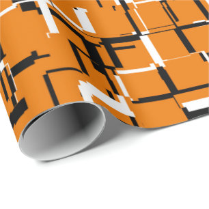 Papel De Regalo Naranja Negro Blanco GENIAL