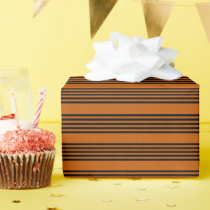 Papel De Regalo Naranja negro y quemado de cinco rayas patrón
