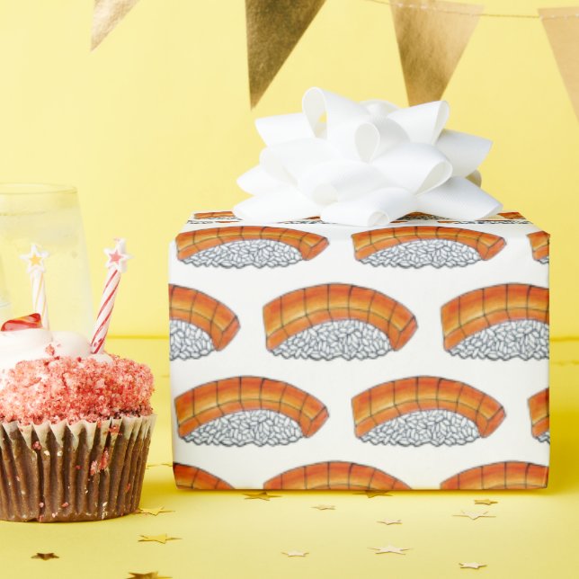 Papel De Regalo Naranja nigiri Salmon Sushi comida japonesa Japón (Fiesta de cumpleaños )