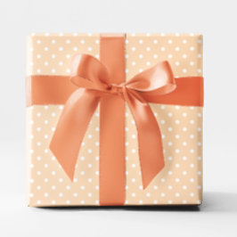 Papel De Regalo Naranja Pastel y Punto de Polka Pequeño Blanco