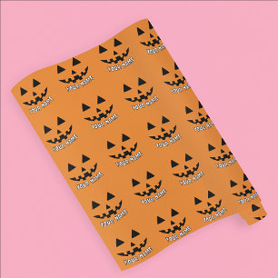 Papel De Regalo Naranja personalizado Calabaza Halloween su nombre