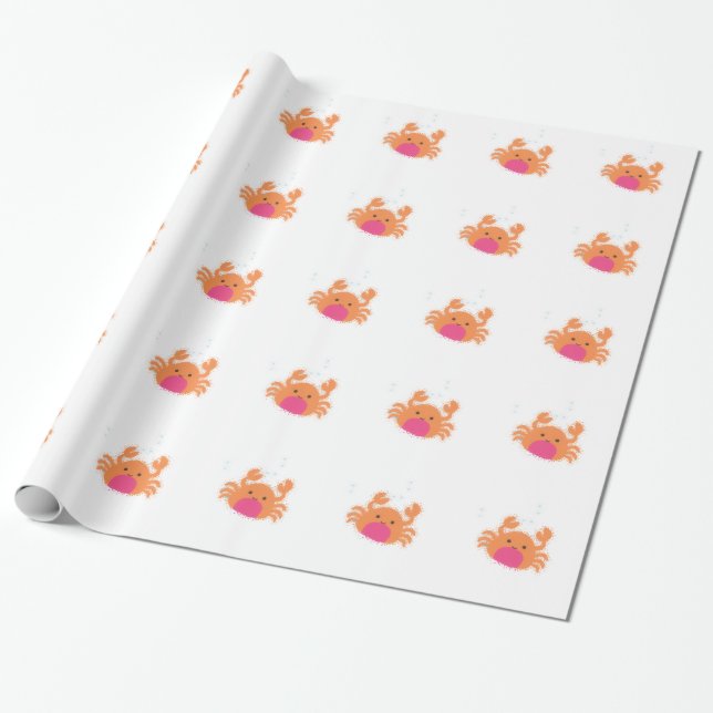 Papel De Regalo Naranja Personalizado Cangrejo (Desenrollado)