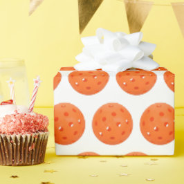 Papel De Regalo Naranja Pickleball en blanco