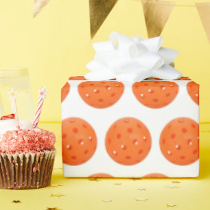 Papel De Regalo Naranja Pickleball en blanco