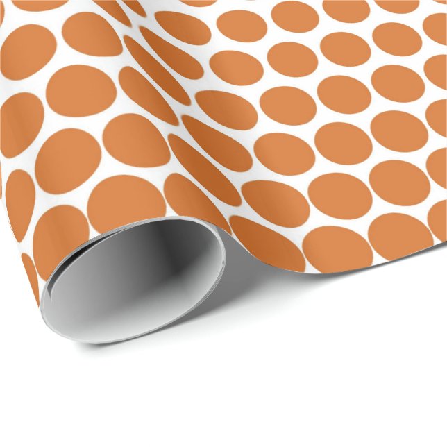 Papel De Regalo Naranja Polka Dot Blanco moderno (Esquina del rollo)