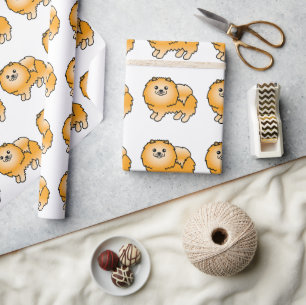 Papel De Regalo Naranja Pomeranian Cute Cartog Pattern