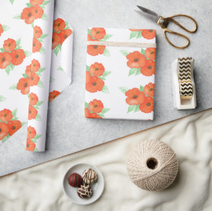 Papel De Regalo Naranja Poppies