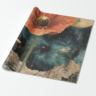 Papel De Regalo Naranja Poppy Bajo La Luz De La Luna